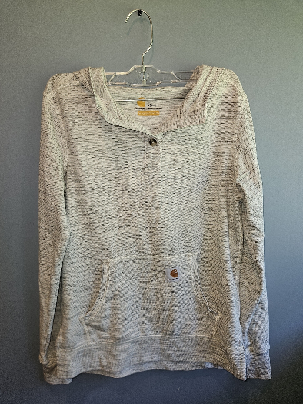 Carhartt Women’s V-Neck Hooded Sweater - Light Heather Gray